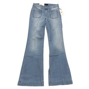 7 For All Mankind Dojo Tailorless Flare Jeans Light Wash Women's‎ Sz 28 Slim Evo